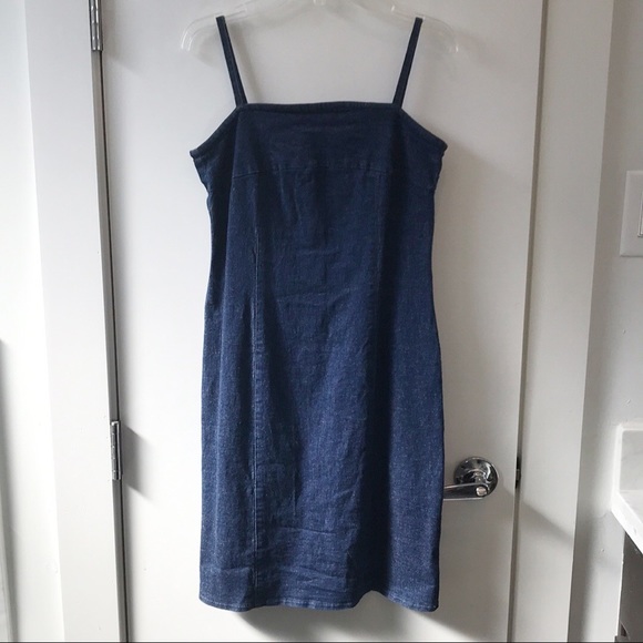 Vintage United Colors of Benetton Denim Dress body con Y2K Spaghetti Strap